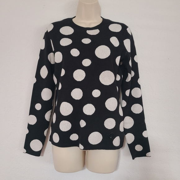 Armani Jeans Fitted Black & White Polka Dot Sweater Medium - Picture 5 of 9